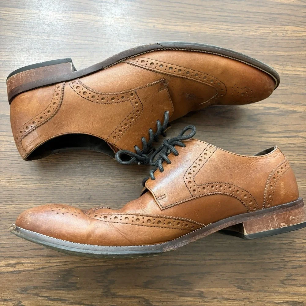 Cole Haan Men's Brown Leather Wingtips Size 10.5 Oxford Brogues